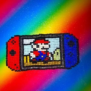 Handmade beaded Mario video game scene on the switch decoration